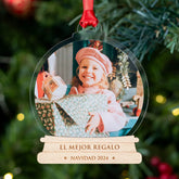 Personalized Snow Globe Photo Ornament with Custom Engraving