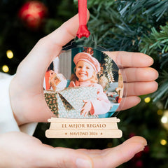 Personalized Snow Globe Photo Ornament with Custom Engraving