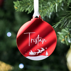 Personalized Mirrored Christmas Ornament | Custom Name & Scene