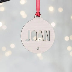 Personalized Wooden Name Ornament | Stencil Cut with Custom Icon