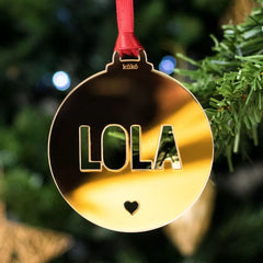 Personalized Mirror Name Ornament | Custom Cut-Out Bauble