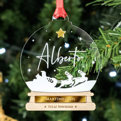Personalized Christmas Snow Globe Ornament with Custom Name