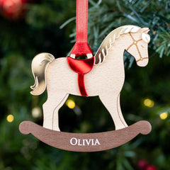 Personalized Rocking Horse Christmas Ornament | Custom Name Engraved
