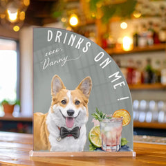 Custom Wedding Bar Menu Sign with Pet Portrait 7.5" x 5"