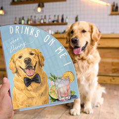 Custom Wedding Bar Menu Sign with Pet Portrait 7.5" x 5"