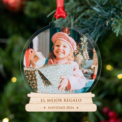 Personalized Snow Globe Photo Ornament with Custom Engraving