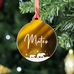 Personalized Mirrored Christmas Ornament | Custom Name & Scene