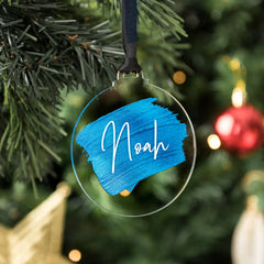 Personalized Brushstroke Name Ornament | Modern Acrylic Christmas Decor