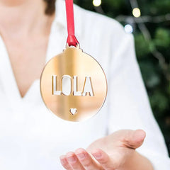 Personalized Mirror Name Ornament | Custom Cut-Out Bauble