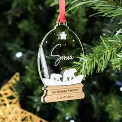 Personalized Christmas Snow Globe Ornament with Custom Name