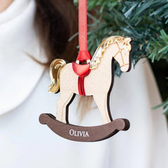 Personalized Rocking Horse Christmas Ornament | Custom Name Engraved
