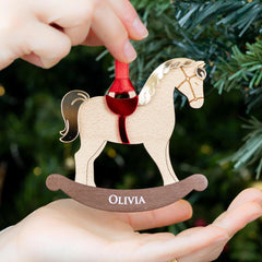 Personalized Rocking Horse Christmas Ornament | Custom Name Engraved