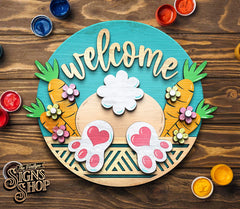 Welcome Bunny Butt Door Hanger