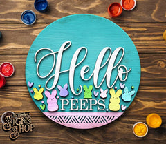 Hello Peeps Door Hanger