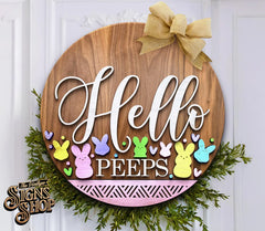Hello Peeps Door Hanger